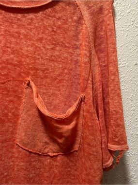 Free People Lightweight Orange Pocket Tee